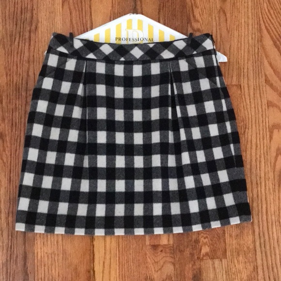 Club Monaco wool black and white checkered plaid skirt - Picture 1 of 5